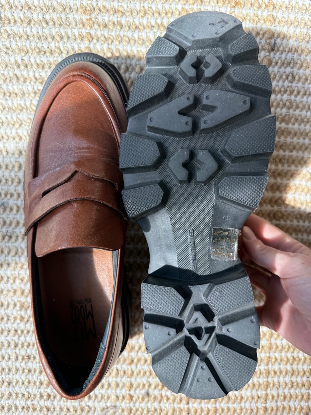 Miz Mooz Toni Lug Sole Penny Loafers in Brandy - Like New - Picture 6 of 8